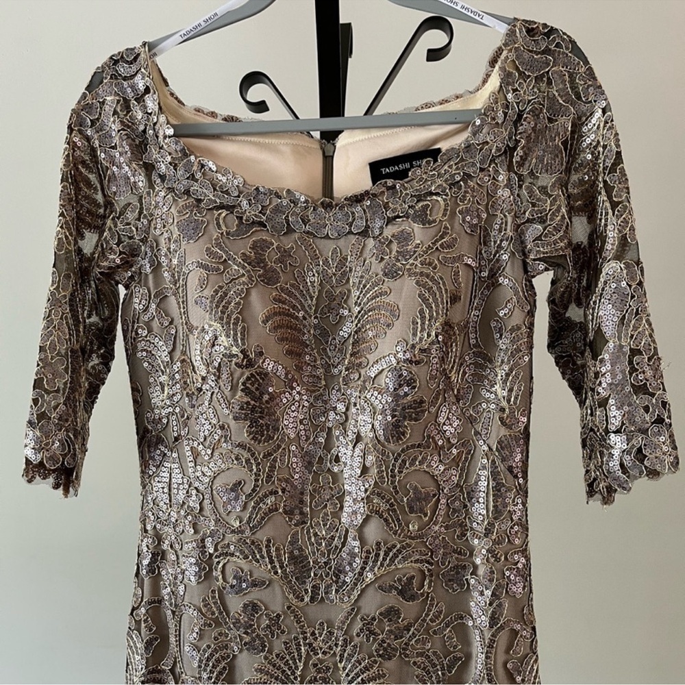 Tadashi Shoji Jemison Sequin Embroidered Gown, Size 8. - Picture 11 of 14